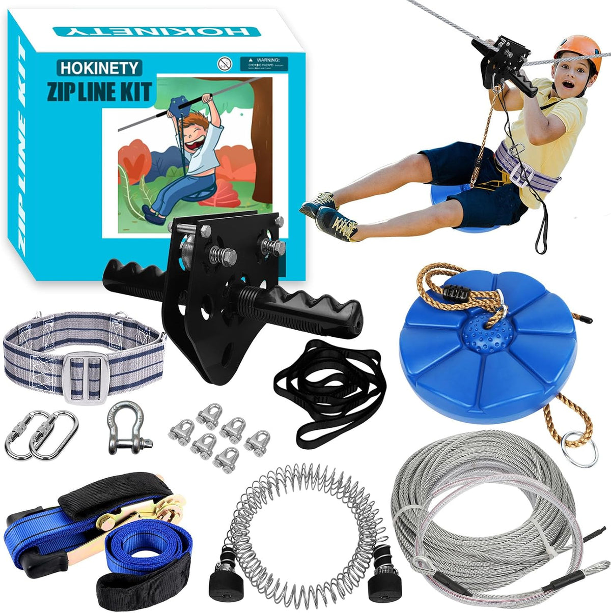 Zip Line Kit for Kids Adults : 100FT Up to 380Lbs - 120ft