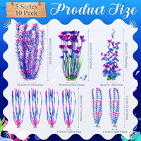 10 Pcs Large Aquarium Artificial Plants Decorations, Tall Plastic Fish Tank Plant Decorations for Household and Office Aquarium(Purple)