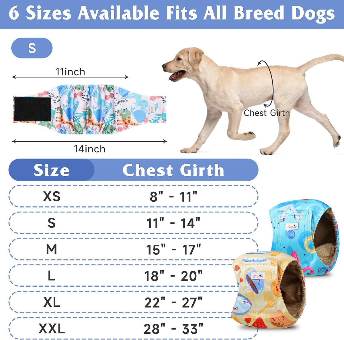 Dog Belly Bands for Male Dogs 5 Pack, Reusable Male Dog Diapers - Medium / Cake - image 2