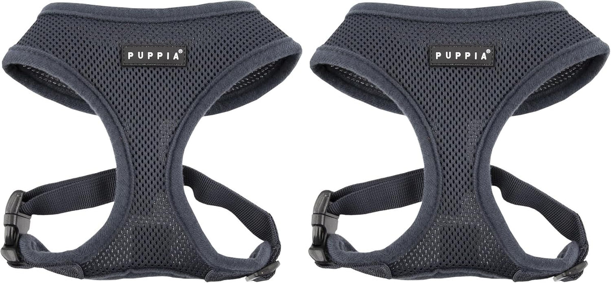 Puppia Soft Dog Harness No Choke Over-The-Head Triple Layered - Gris / Large (Pack of 2)