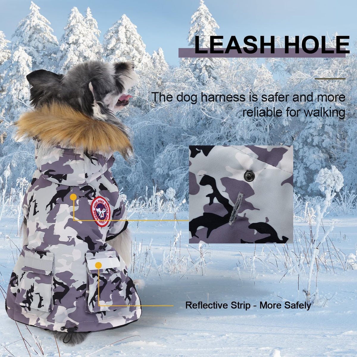 Small Dog Coats, Waterproof - S(Chest 17.7") / White Camo - image 4