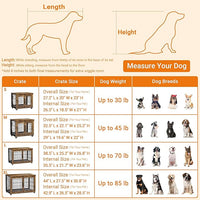 Lulive Small Dog Crate Furniture, Dog Kennel Indoor Double Doors Wooden Dog Cage, 27.1'' Heavy Duty Dog Crate with Cushion & Wheels, Decorative End Table Pet House Chew-Resistant for Small Dogs, Grey