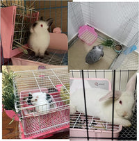 11Pcs Rabbit Litter Box Toilet,Bunny Corner Litter Bedding Plastic Square Grate Guinea Pig Bunny Ferret Hamster Hedgehog, Potty Trainer Bedding Box for Guinea Pig Ferret Hamster Hedgehog (Pink)