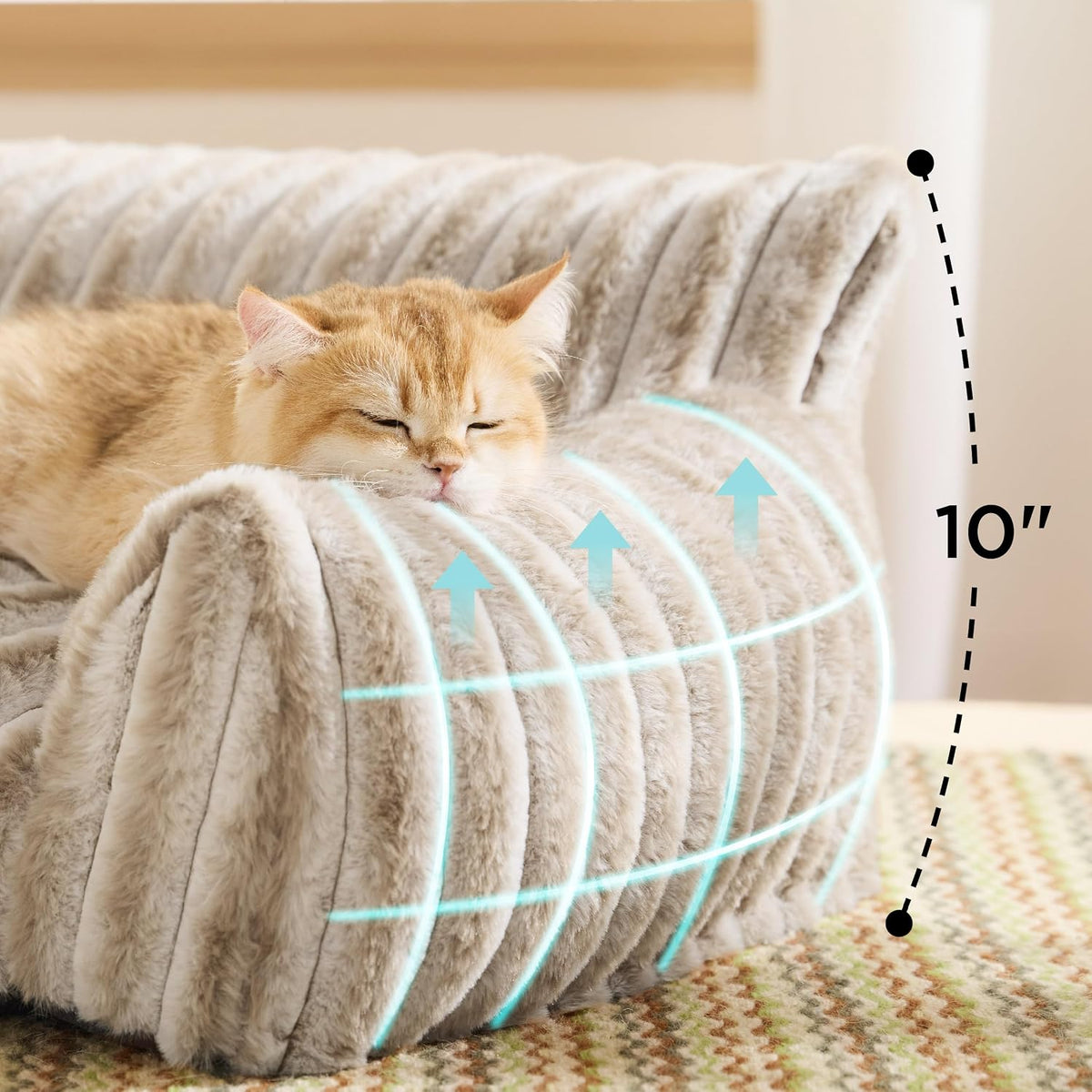 Bedsure ComfyFleece Shown on TV Fluffy Cute Cat Couch for Pets - 24x18x10" / Amphora - image 2