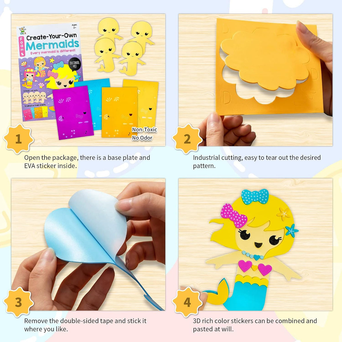 VKPI 4 Butterflies Foam Art Crafts Gift Kit - Mermaids - image 2