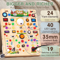 RichBoy Busy Boards, Lights Switch-Style, Wooden - Farm 7.8" x 6.5" - image 3