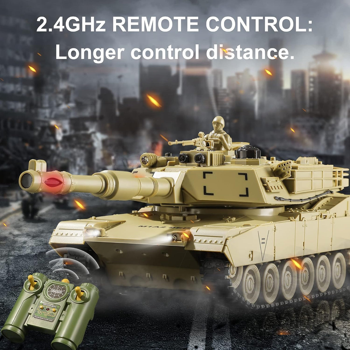 RC Tank, US M1A2 Abrams Remote Control Military Toy, 1:28 Scale – Fun for Kids & Family - image 3