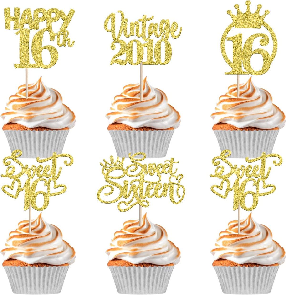 Rose gold glitter vintage 1946 cupcake toppers for an 80th birthday - view 4