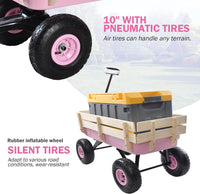 Sanch Ancha red steel and wood utility wagon with 10 inch air tires - view 3