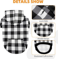 Plaid Dog Hoodie Pet Clothes Sweater with Hat and Pocket for Small - White / Small (Pack of 1) - image 2