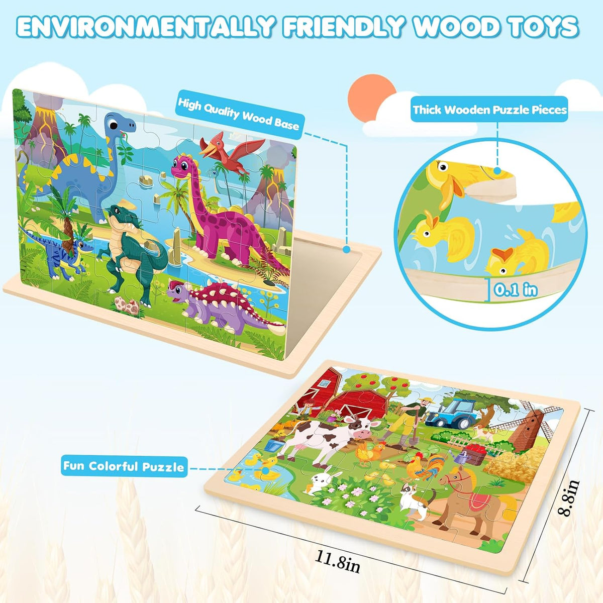 LACCHOUFEE 4-pack wooden puzzles for kids ages 3 to 5 - view 6
