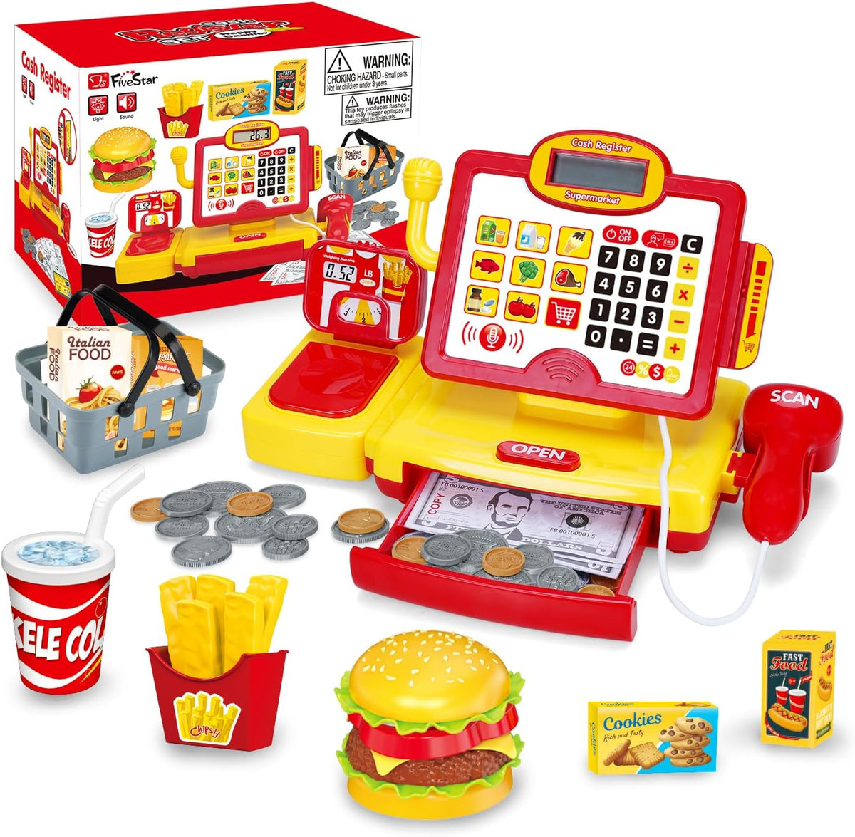 FS Toy Cash Register for kids Scanner - Yellow