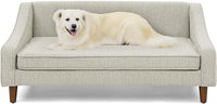 Dog Sofa Couch for Medium to Large Dogs, Durable Pet Sofa with Washable Fabric, Elevated Mini Dog Bed with Wooden Legs for Medium and Large Dogs, Beige