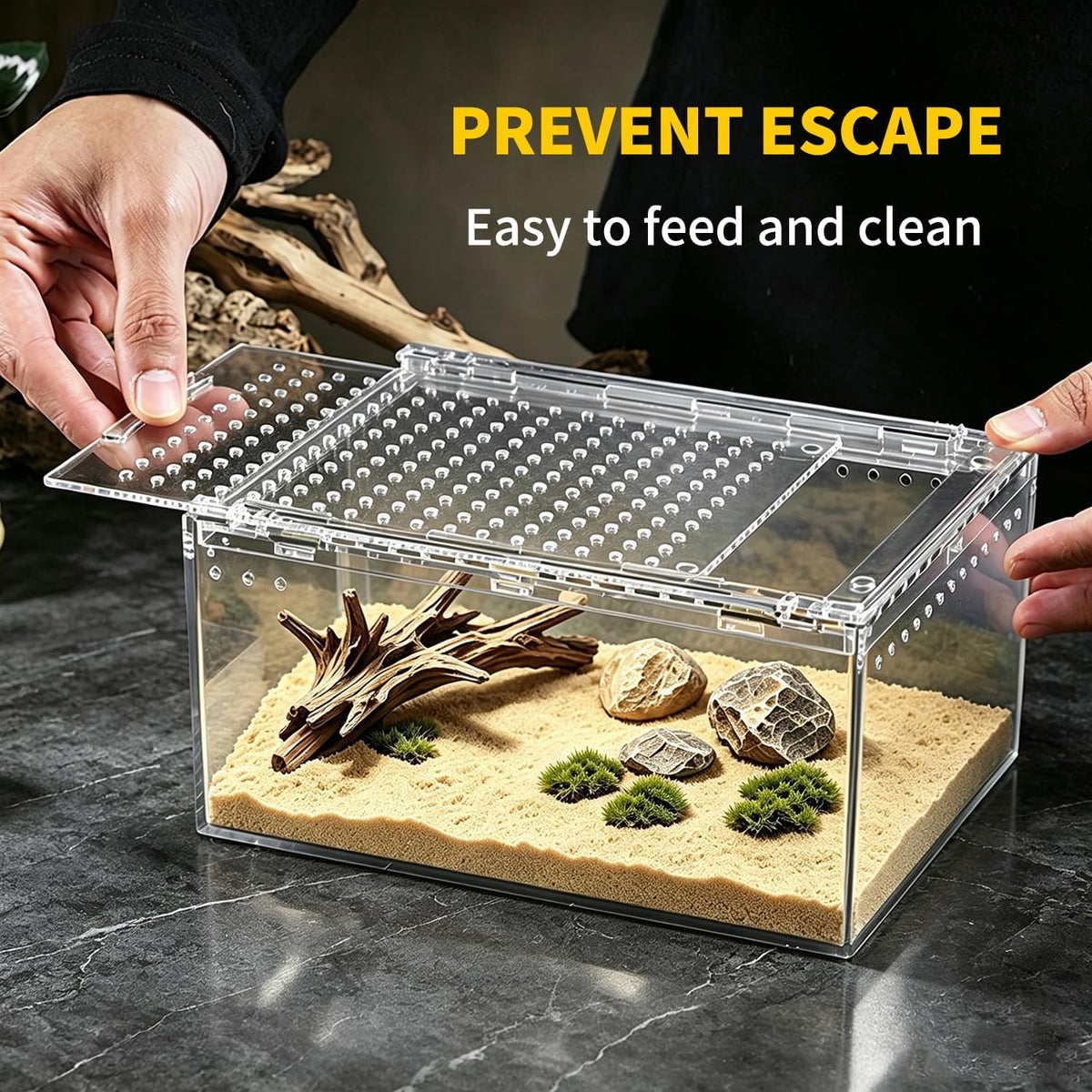 【No Assembly】 Reptile Tank Enclosure with Magnetic Button.16" * 10" * - 8" * 6" * 4" - image 3