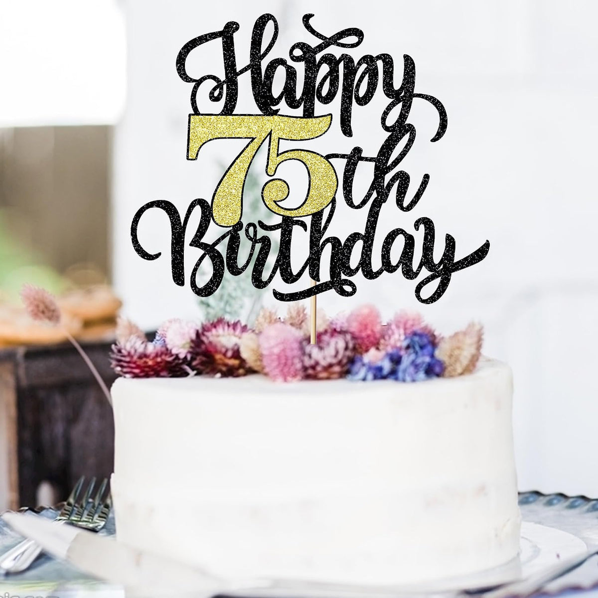 Happy 75th Birthday Cake Topper, 75th Birthday Cake Decorations – Fun for Kids & Family - 75 - image 4
