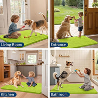 Smiry Dog Door Mat for Muddy Paws 36x24, Absorbs Moisture and Dirt Doormat, Non-Slip Washable Quick Dry Chenille Front Door Mat Indoor Entrance, Entryway Carpet for Inside Floor, Bright Green