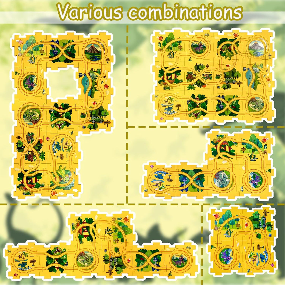 Ubegger puzzle car track set with puzzle road pieces, road signs and battery cars - view 22