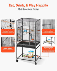 VEVOR Bird Cage, Flat Top - Black / 24.6"L x 16.7"W x 53.9"H - image 4