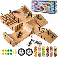 CS COSDDI 14in1 Finger Skateboard Park Set for Kids 8 Skateboards - Light Brown