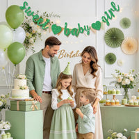 BEISHIDA Pre-Strung Glitter Champagne Girl Baby Banner Baby Shower - Dark Green - image 4