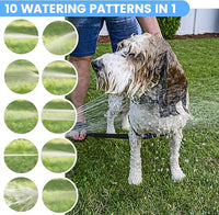Dog Washing Hose Attachment, 10-in-1 Soap Sprayer Moden Garden Hose Nozzle with 100cc Soap Dispenser, Dog Wash Supplies with Dog Bath Brush & Pet Comb, Foam Gun Car Wash Sprayer (Blue)