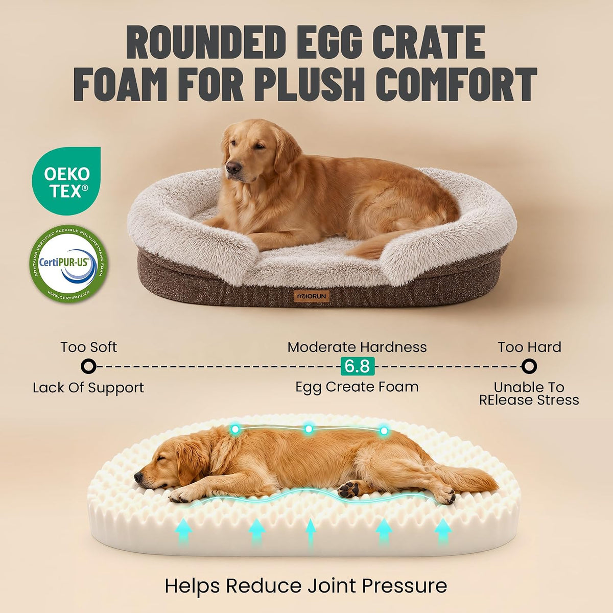 Miorun Fluffy Orthopedic Dog Beds Large Sized Dog - Coffee / XL(48", UP to 110lbs) - image 4
