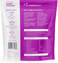 smallbatch Freeze Dried Dog Treats, Superfood Food Topper Turkey Bites for Dogs & Cats, Probiotics, Organic Ingredients, High Protein, Grain Free Healthy Food Topper, Made in The USA, 18 oz Bag
