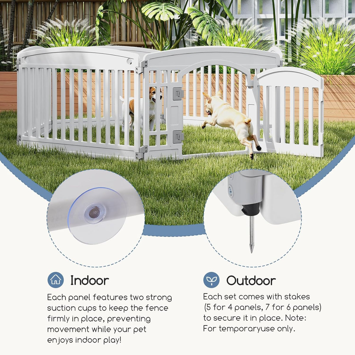 DUMOS Plastic Dog Playpen - Modern White / 6 Panel / 24 Inch - image 3