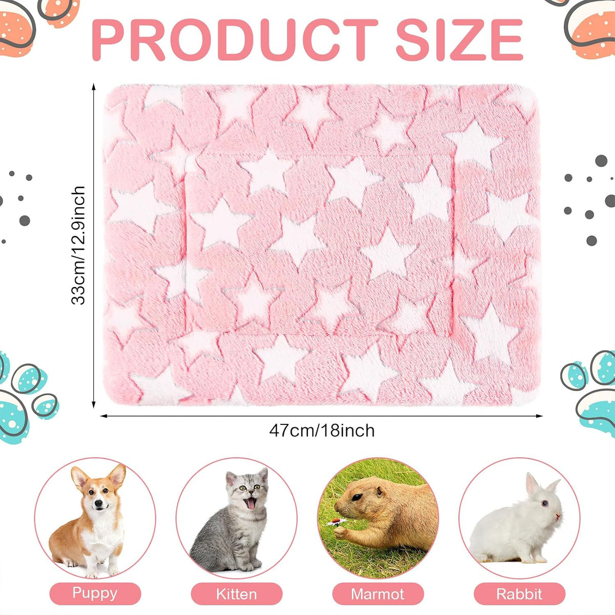 Haull 4 Pcs Waterproof Guinea Pig Bedding Mat, 13 x 10 - Cute Star / 13 x 18.5 Inch - image 2