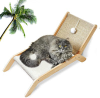 PETKARAY Beach Chair Cat Hammock - White Plush / Beach Chair