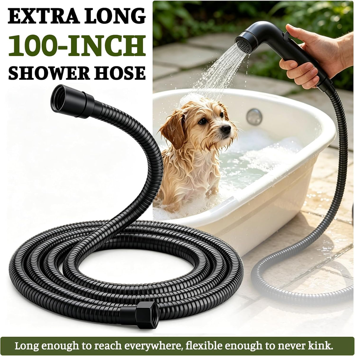 Dog Shower Attachment Metal - Black / 3/4" Outdoor Faucet Adapter - image 4