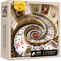 Cafly spiral staircase 1000 piece jigsaw puzzle with playing cards illusion - view 3