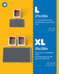 Powools Ultra-Large Cat Litter Mat, 27'' x 19", Double-Layer - 27'' x 19'' - 1 Pack / Grey - image 2