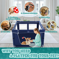 42x42 Inches Puppy Playpen with Gate - Blue / 42x42 IN - image 2
