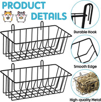 Therwen 4 Pcs Rabbit Hay Feeder Guinea Pig Heavy Duty Metal Frame Hay - 9.1 x 3.9 x 3 Inches - image 3