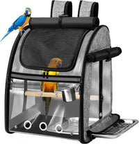Bird Carrier Bag with Indestructible Stainless Steel Mesh - Grey