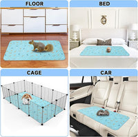 Sunheir Washable Pee Pads for Small Pet 5-Pack, Reusable Pet Training Pads Absorbent & Leak-Free, Waterproof Pee Pads for Dog Cat Rabbit Guinea Pig Hamster, Whelping Pad (Leaves - Sky Blue, 12x12)