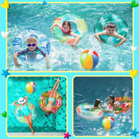 90shine luau pool floats set with 4 tropical swim rings and 3 beach balls - view 3
