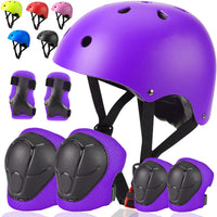 Toddler Kids Bike Helmet Set with Knee Elbow Pads - Purple / Small: 20.1"-21.2"/51-54cm