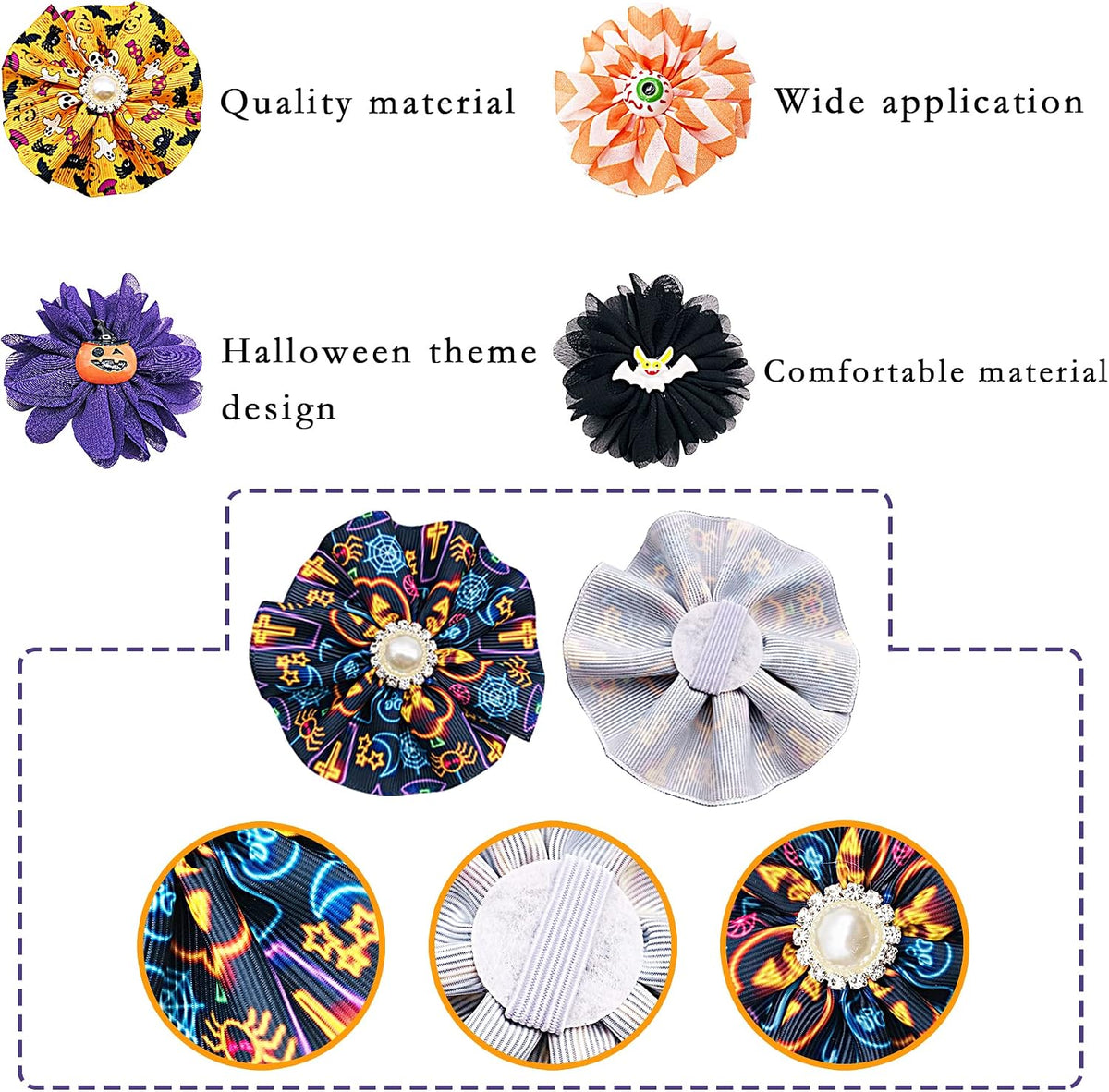 PET SHOW Holiday Dog Bowties Flowers for Small Dogs Slide on Collar – Essentials for Dogs - Halloween-12pcs - image 3