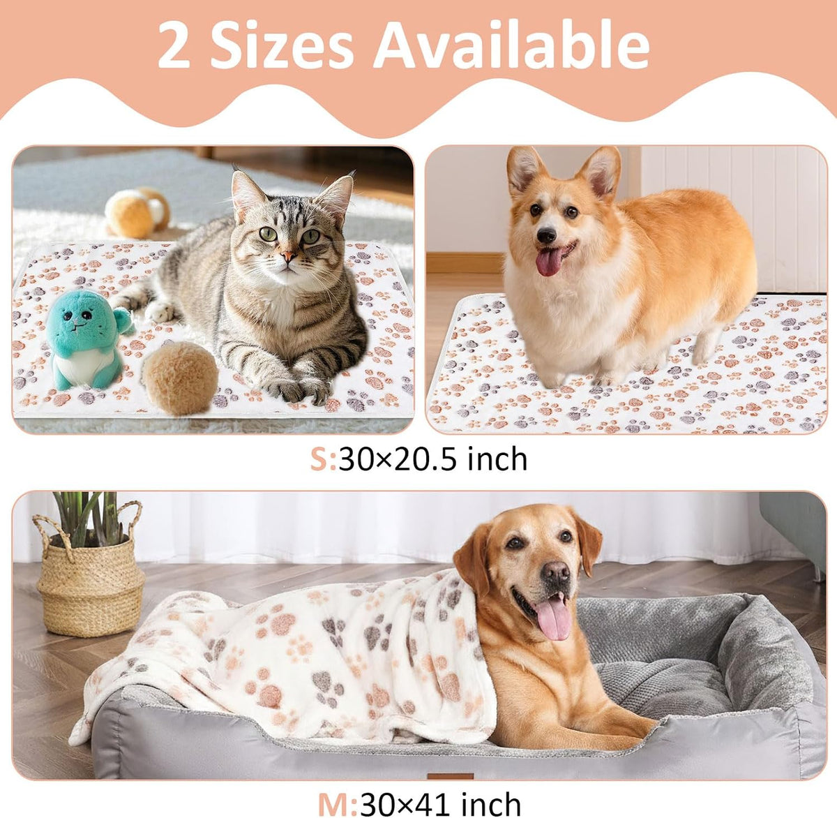 41" x 30" Dog Blankets for Medium Dogs, Cat - 41" x 30" / White / 1 - image 4
