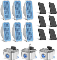 Voluas Replacement Cat Water Fountain Filters - 6 Filters+6 Sponges