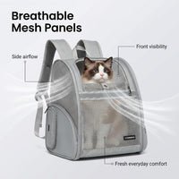 Cat Backpack Carrier for Small Dogs and Medium cat Puppy Kitten Bunny - Gray / 12.9"L x 10.6"W x 15.5"H - image 2