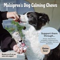MalsiPree Calming Chews for Dogs - 145 pcs Chicken - Helps Regulate Mood - Relief Treats - No Sedative Effect - Freeze Dried - with Passion Flower & Melatonin