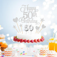 50th Birthday Cake Decorations - Silver - image 3