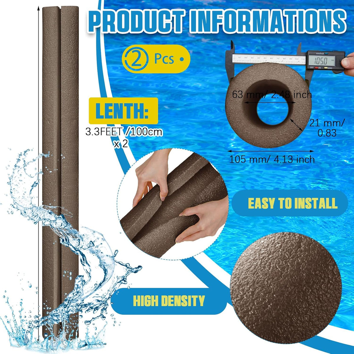 Hanaive jumbo pool noodles, 40 inch hollow EPE foam tubes in black, 4 pack - view 14