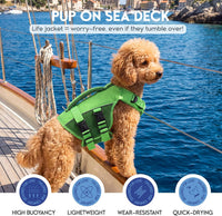 ASENKU Dog Life Jacket, High Floatation Dog Swimming Vest with Rescue Handles for Small Medium - Large / Green - image 3