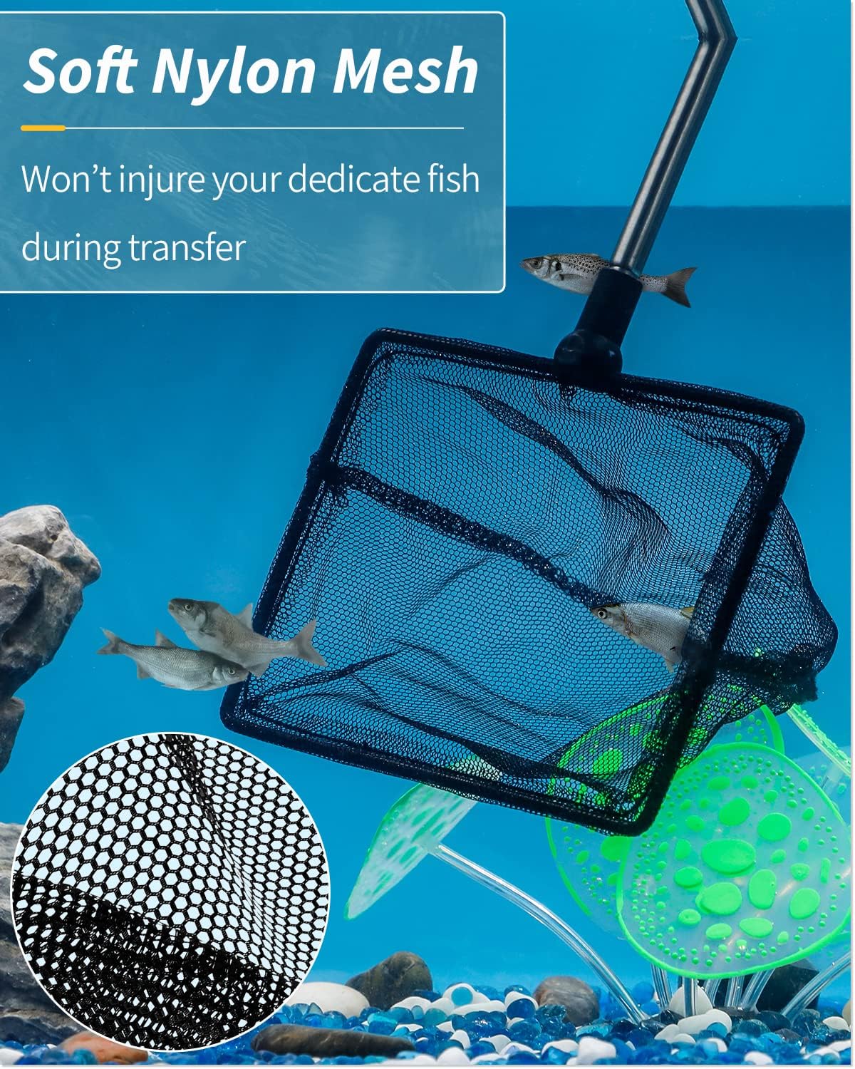 Pawfly Aquarium Fish Net with Extendable 9-24 Inch Long Handle - 5 Inch - image 3