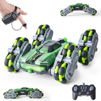 NEXBOX Cool 8 Wheels Hand Controlled rc Stunt Car Toys - Green