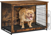 Feandrea 27.2" Dog Crate Furniture - Rustic Brown / 38.6"L x 25.6"W x 26.8"H